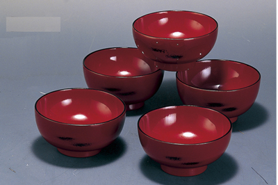 木製 汁椀 仙才型 根来塗(5客入)