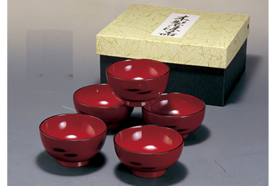 木製 汁椀 仙才型 根来塗(5客入)