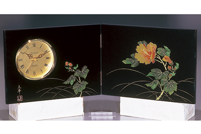 木製 屏風時計 紀の花