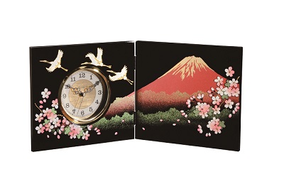 屏風時計 一富士二鶴三桜