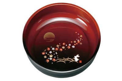 菓子鉢 杢塗分け 春秋月うさぎ